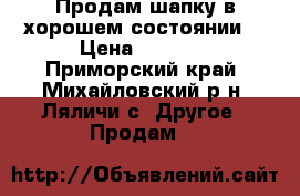 Продам шапку в хорошем состоянии. › Цена ­ 4 000 - Приморский край, Михайловский р-н, Ляличи с. Другое » Продам   